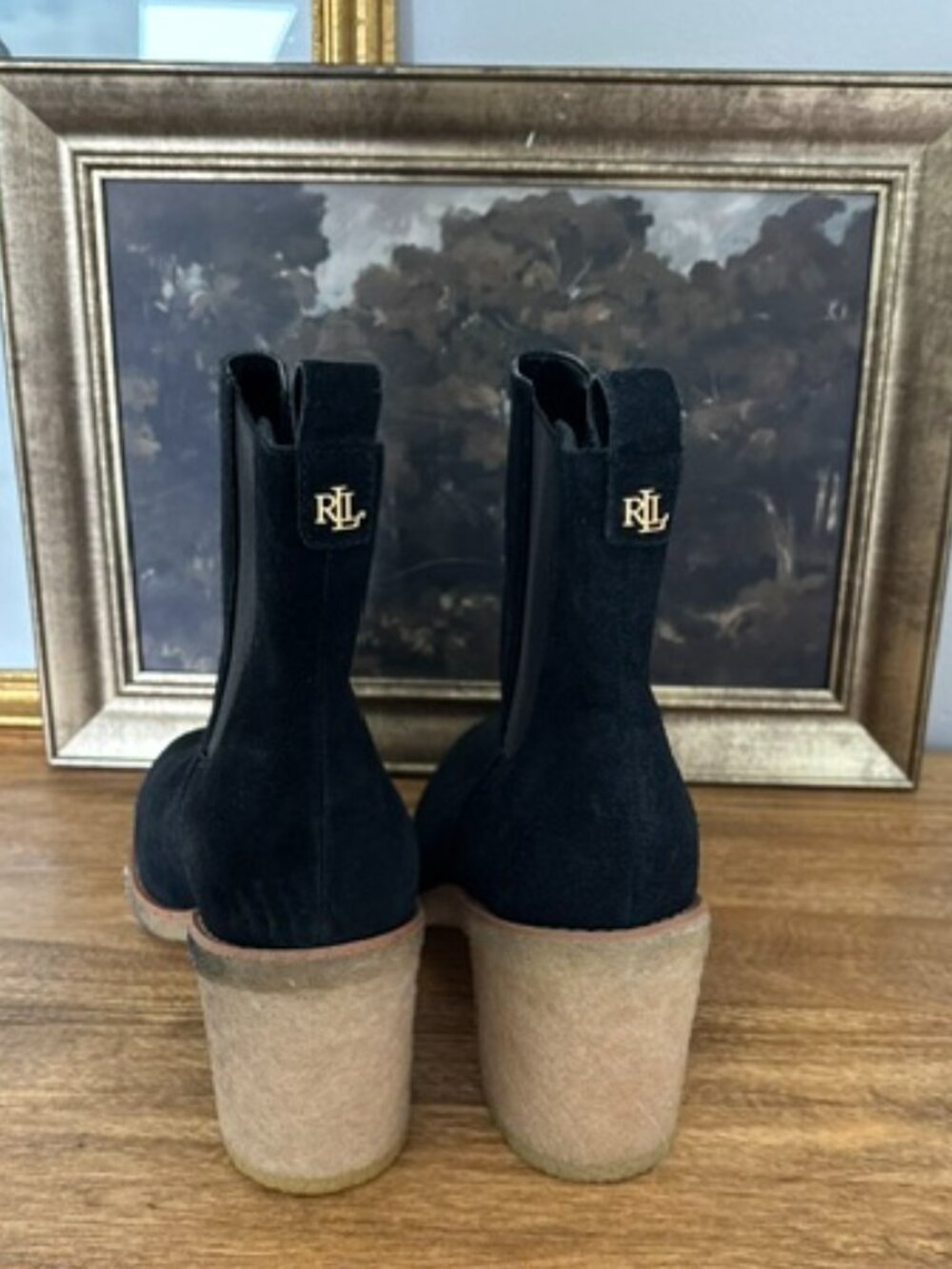 Lauren Ralph Lauren Womens Marianna Black Suede Chelsea Boots 9.5